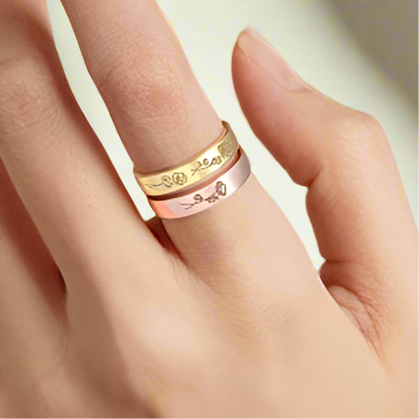 Flora Etched - Engraved Birth Flower Ring