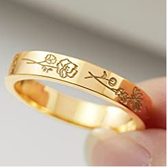 Flora Etched - Engraved Birth Flower Ring