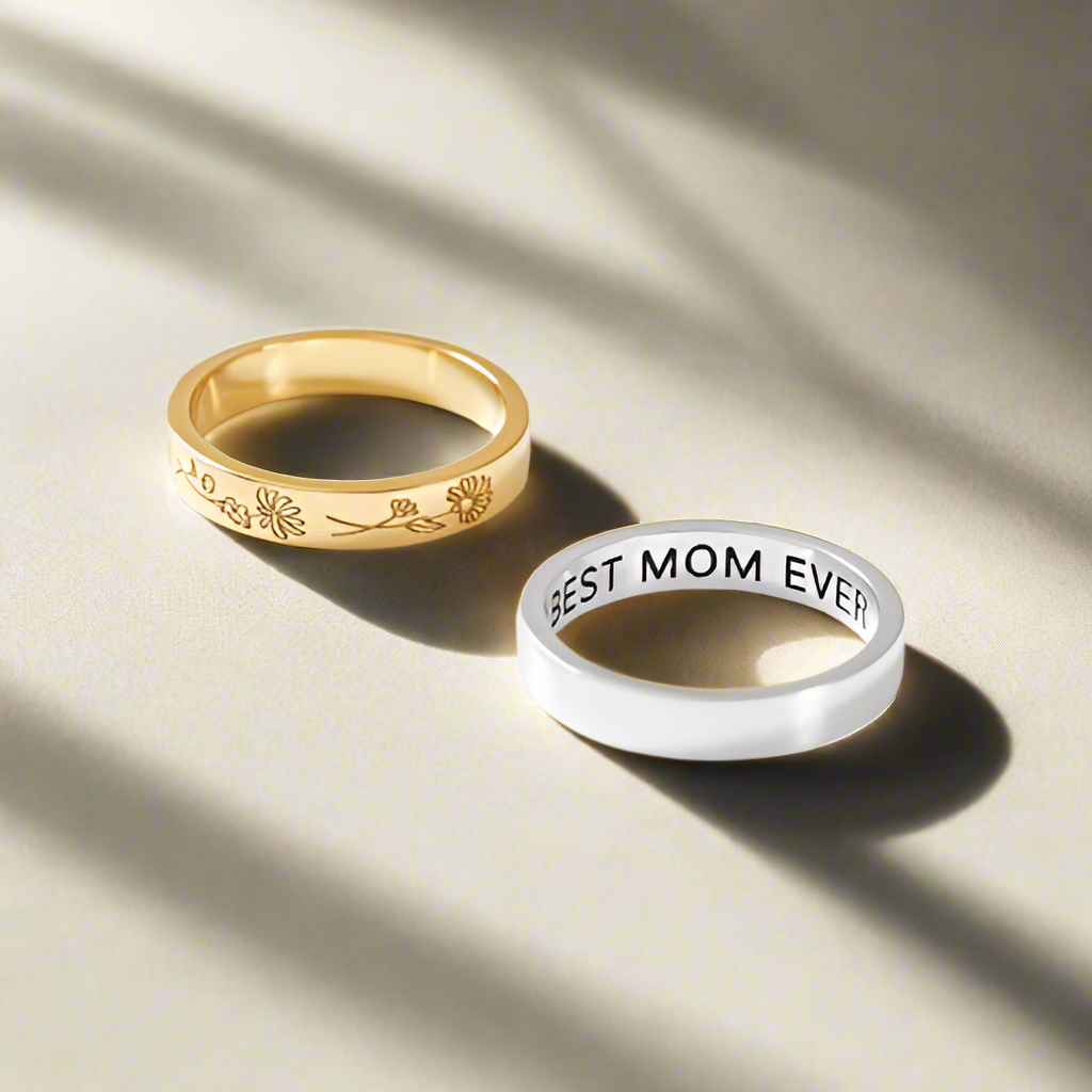 Flora Etched - Engraved Birth Flower Ring